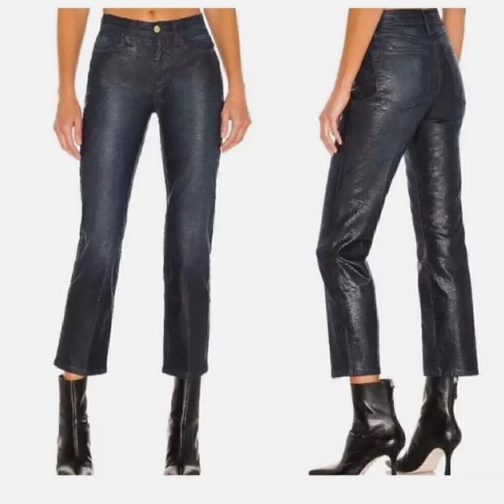 Frame Women's Jeans Le High Straight Leg Indigo Lizard size 25 length 27"